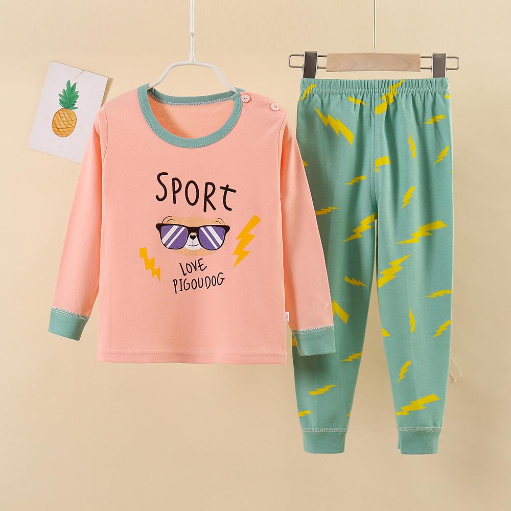 Children's Pure Cotton Pajama Set: Boys' and Girls' Autumn Homewear with Trousers