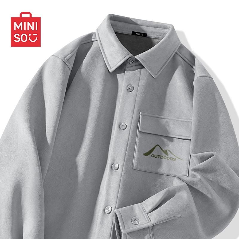 

MINISO Men s Fleece-Lined Casual Lapel Jacket 2XL