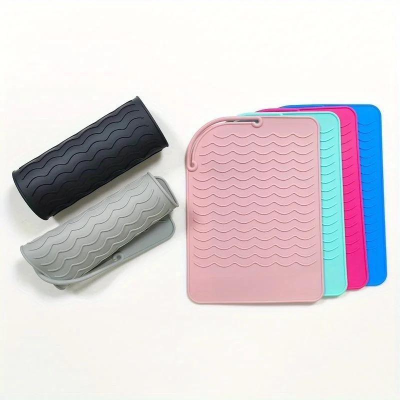 Curled Hair Stick Clip Insulation Pad, Straightener Perm Stick Silicone Insulation Pad Anti Slip Silicone Pad Meal Mat