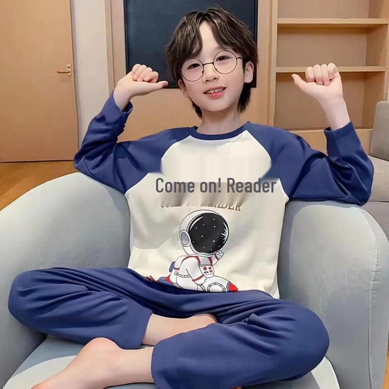 Boys' Cartoon Pajama Set: Long Sleeve & Pants in Spring/Autumn Styles for Medium to Large Kids & Teens