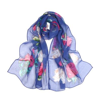 Bufanda de Seda Sintética para Mujer Estampado de Flores Bufanda Larga Suave Protección Solar Playa Viaje Exterior Chal Ligero