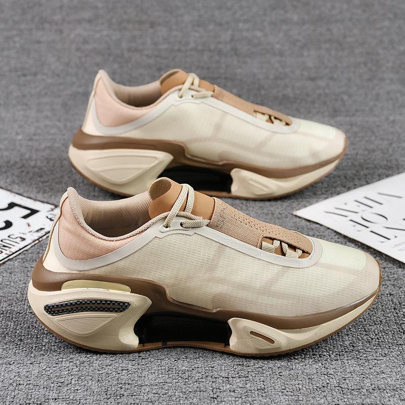 Middle school student dead shoes 2025 new shock absorption professional running shoes men's breathable shoes non-slip beige tea brown