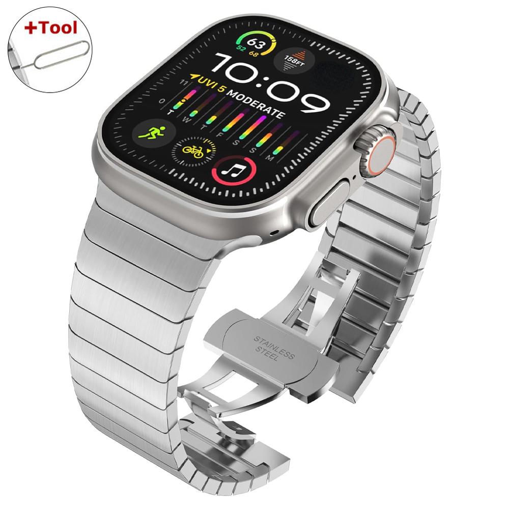 Ultra 2 1 Titanium Color For Apple Watch Ultra 49mm 45mm 44mm 42mm Luxury Bracelet iWatch 46mm 41mm 8 9 10 Stainless Steel Band