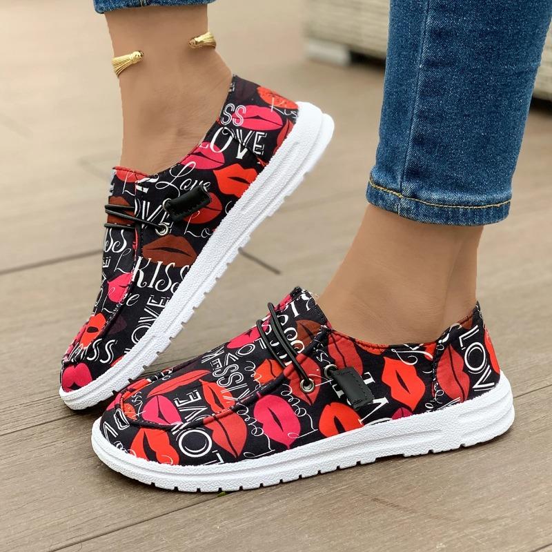 Trendy Women's Shoes 2024 Autumn New Design Sense Printed Casual Flat Bottom Comfortable Women's Sports Shoes Zapatos De Mujer