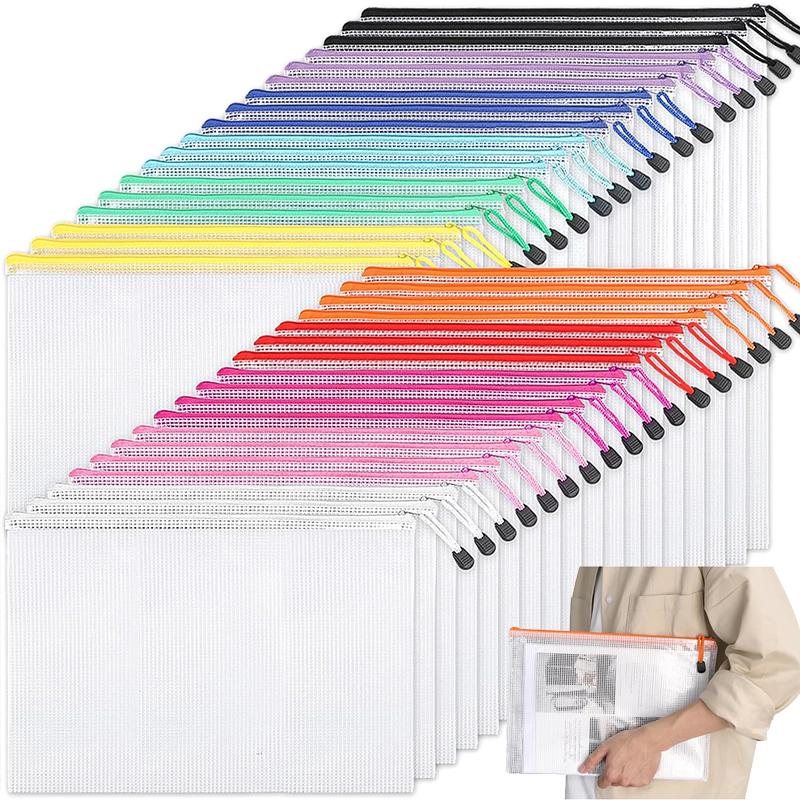 Mesh Zipper Pouch Document Bag A4/A5 Waterproof Zip File Folders Pen Bag Storage Bags School Office Supplies Document Folder TMZ