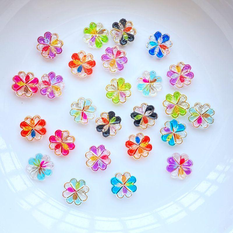 100Pcs New Cute Mini 8mm Shiny Flowers Flat Back Resin Cabochons Scrapbooking DIY Jewelry Craft Decoration Accessorie