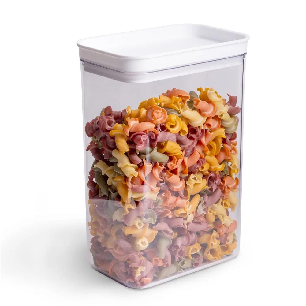 2 Pack Clear Food Storage Canister Stackable Airtight Plastic Kitchen Organization Container Ideal Food Snacks and Supplies