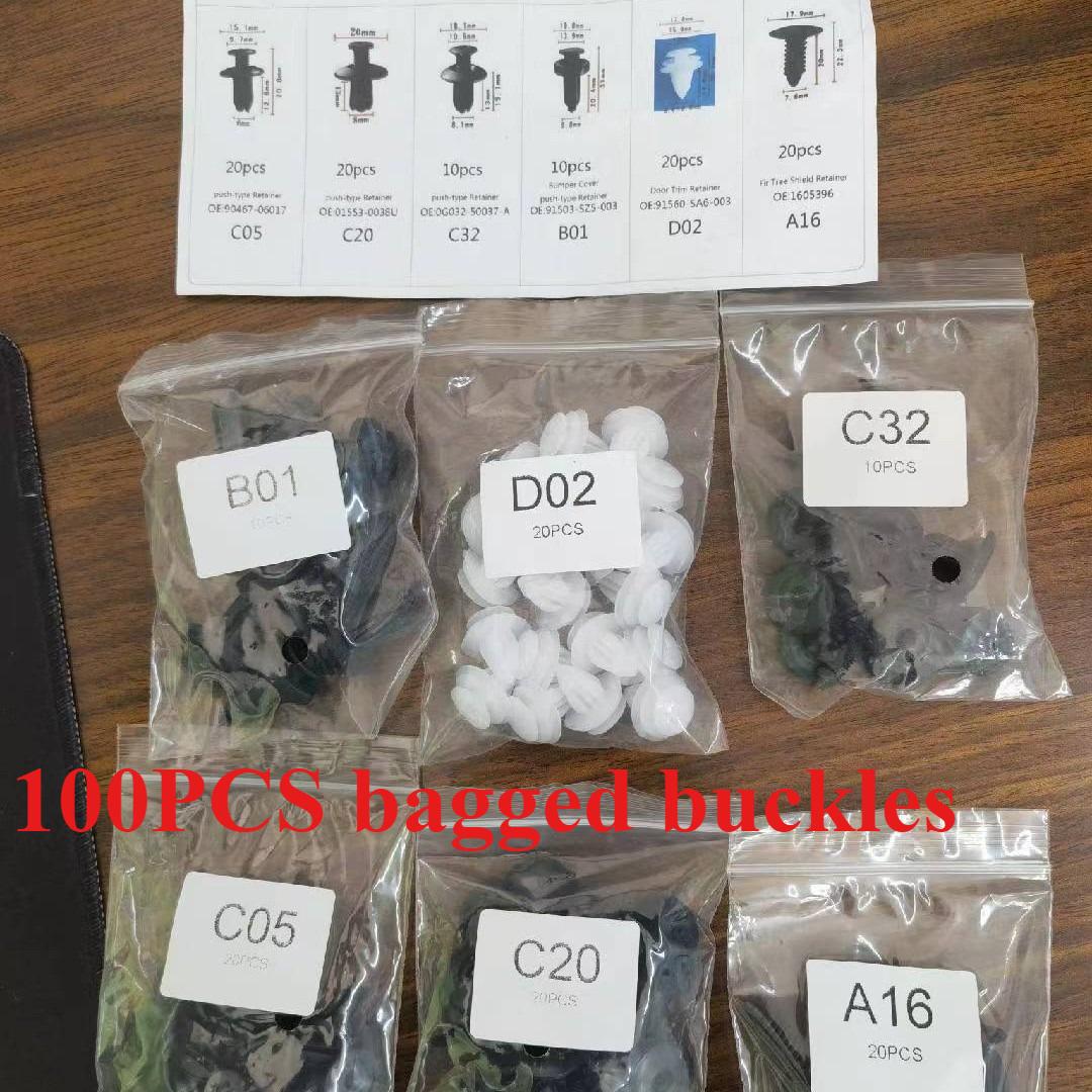 100PCS Boxed Auto Clips Nylon Fasteners Universal Bumper Retainers Vehicle Kit Replacement Parts for Car Exterior Installation