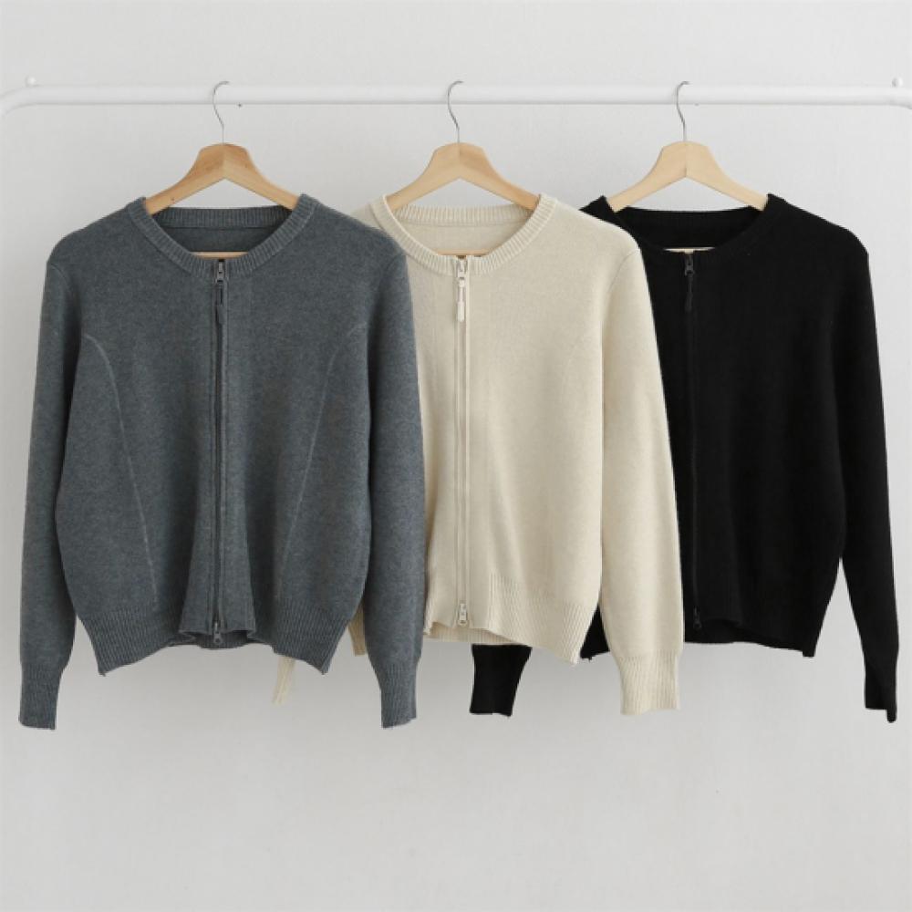 New ArrivalS Open Run Women S Plain Color Round Zip Knitted Cardigan