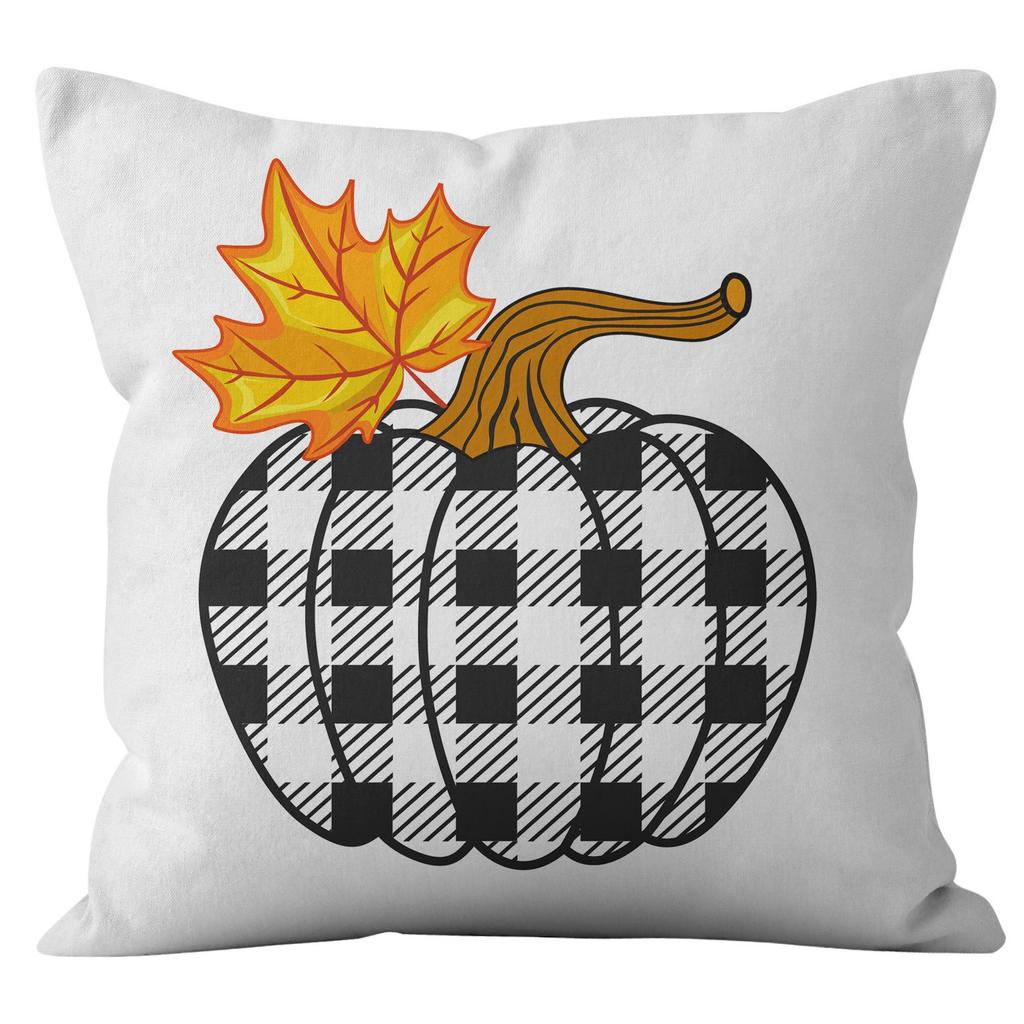 New Thanksgiving Pumpkin Plaid Pillow Cover Holiday Home Decoration Cushion Cushion Cover Home
