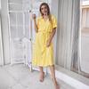 Europe, America 2026 summer new long dress V-neck temperament fresh button-tie polka dot dress