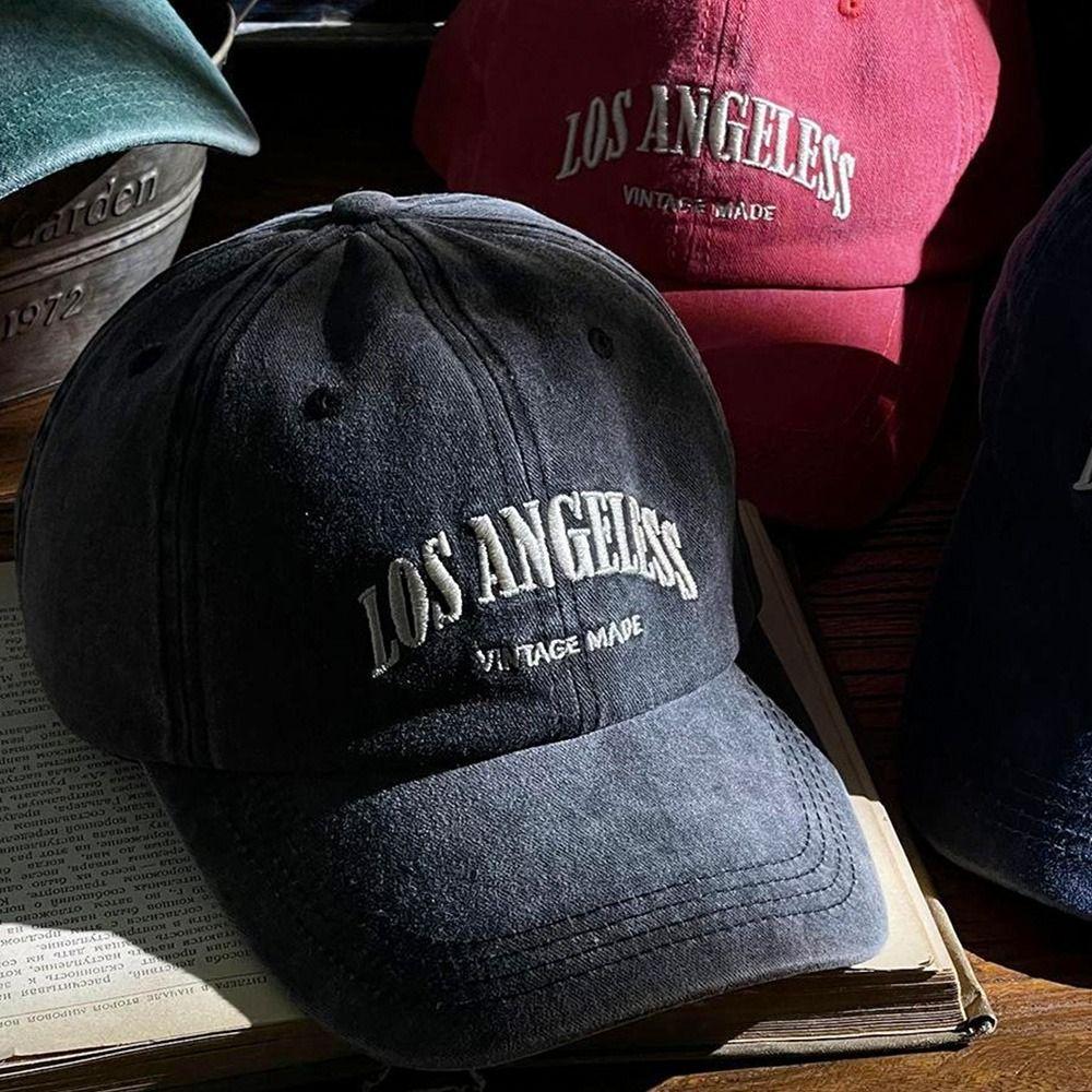 Cotton Soft Top Caps Letter Embroidery Casual Hat Sun Protection Peaked Caps  Men Women