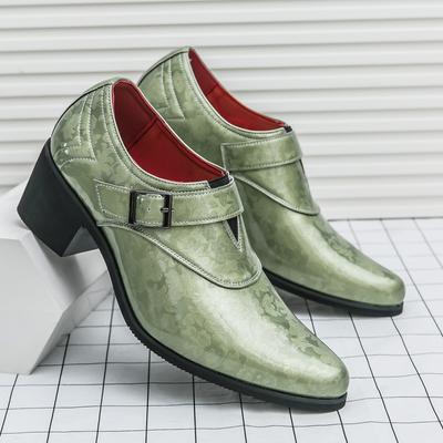Fashion Men's Wedding Shoes Fashion Slim Fit Pointed High Heel Pullover Shoes Breathable Leather Shoes Vintage Men's Dress Shoe