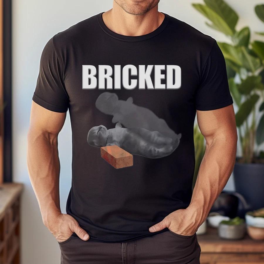 Bricked Funny Cat Knocked Out Silly Cat Meme Stupid Brainrot T-Shirt 2XL