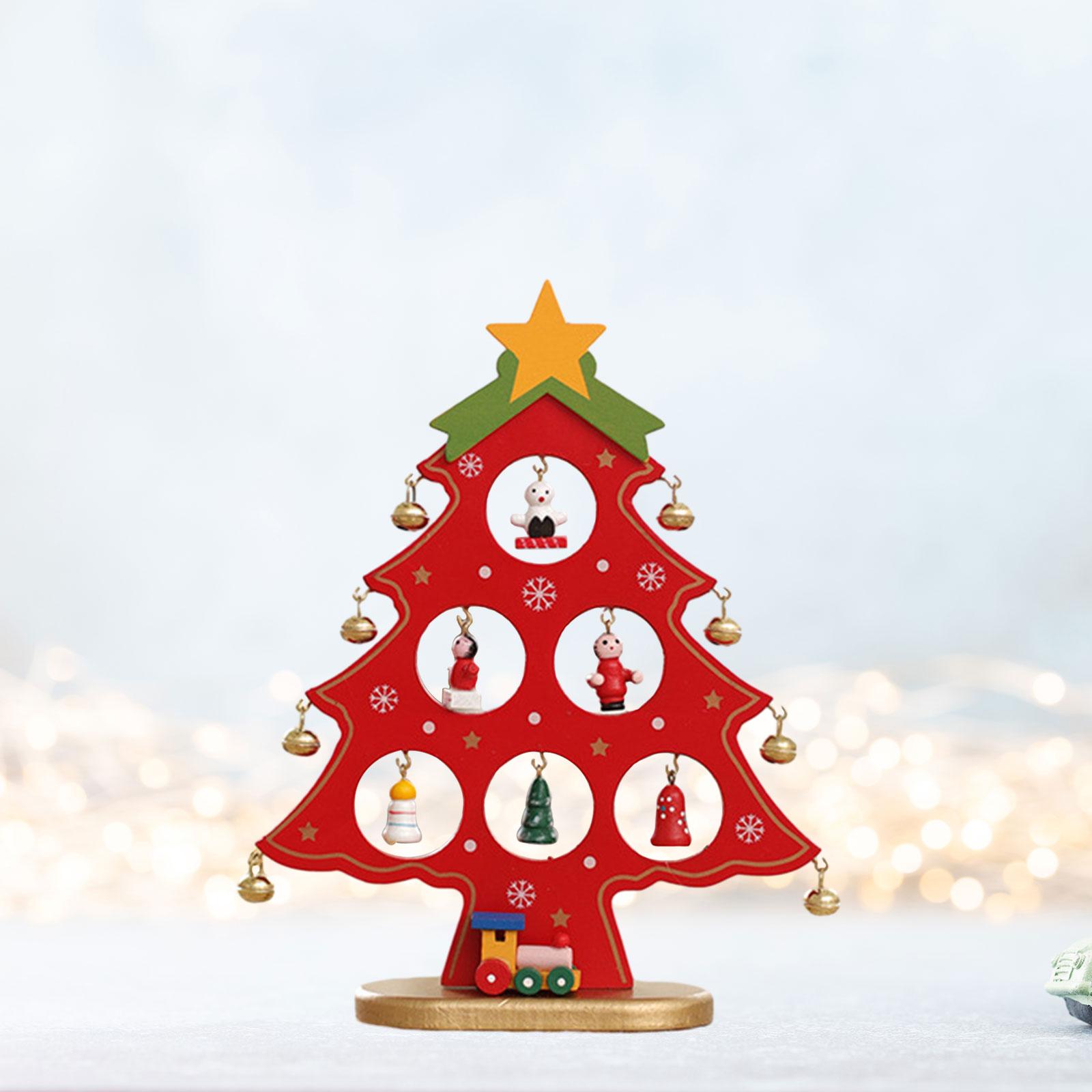 Desktop Wooden Christmas Tree Decor Handmade Christmas Ornaments for Holiday Christmas Party Celebration Wedding Birthday