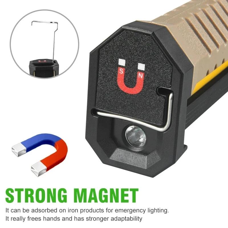 USB Rechargeable LED Work Light 1000 Lumens COB Lantern with Power Capacity Indicator Handled Flashlight for Outdoor Car Repair