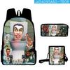 Skibidi Toilet Man Spoof Schoolbag Primary And Secondary School Backpack Satchel Pencil Bag Backpack Three-Piece Set