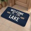 Non-Slip Absorbent Flannel Mat, Washable Soft Rug, Welcome To The Lake Wooden Texture Oar Print, Lake House Entryway Decor Mat For Bath Kitchen