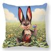 Easter Decorative Pillowcase Cartoon Egg Rabbit Flower Print Cushion Cover Bedroom Room Home Decor 45X45 Cm