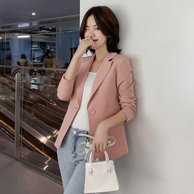 Jaro a Podzim Profesionální Všestranný Oblek Dlouhý Rukáv Temperament Slim Fit Malé Sako Dámský Krátký Styl Dámský
