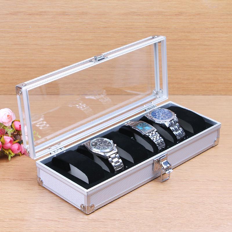 Aluminum Watch Storage Box with Lock - 6/10/12/24 Slots, Drop-Proof Design