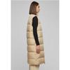 Doudoune Longue Femme - Urban Classics - Gilet Long - Beige - Col Montant - Poches Latérales