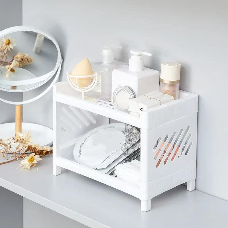 Doppelschichtiger Lagerregal Minimalistischer Schreibtischorganisator Einfach zu montieren für Badezimmer Home Office Arbeitsplatte 1 Stück