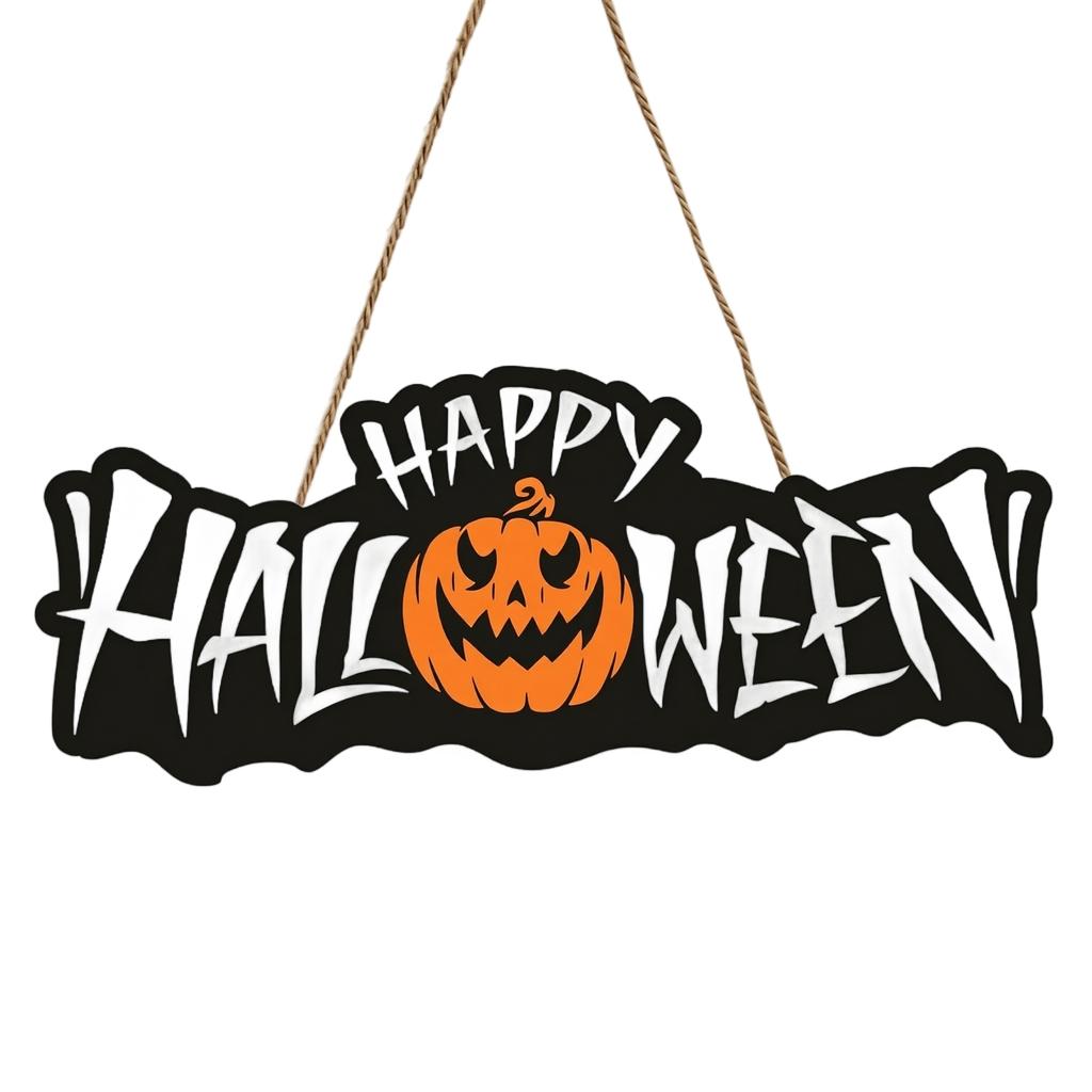 Wooden Halloween Hanging Sign Party Home Decoration Wall Plaque Pumpkin Bat Craft Seasonal Holiday Ornament Indoor Outdoor Use