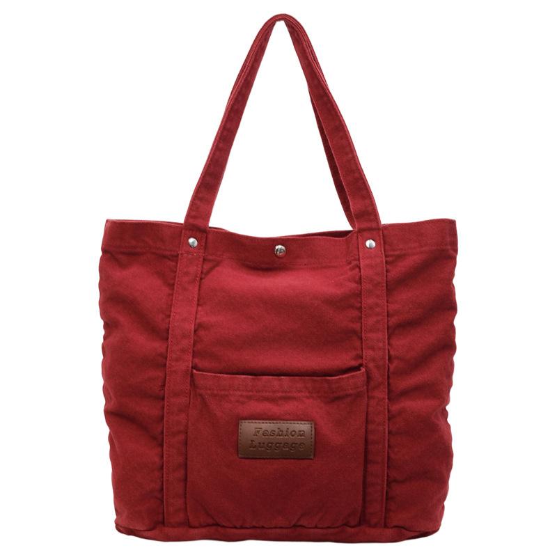 2026 New Japanese Korean Canvas Shoulder Bag Women s Lazy Style Literary Tote Bag Large Capacity Fashi Commuter Cloth Handbags красный