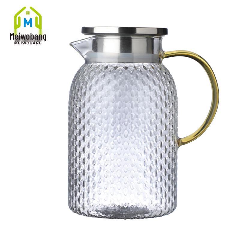 MeiWoBang Rice Grain Pattern Glass Water Pitcher, 1500ml