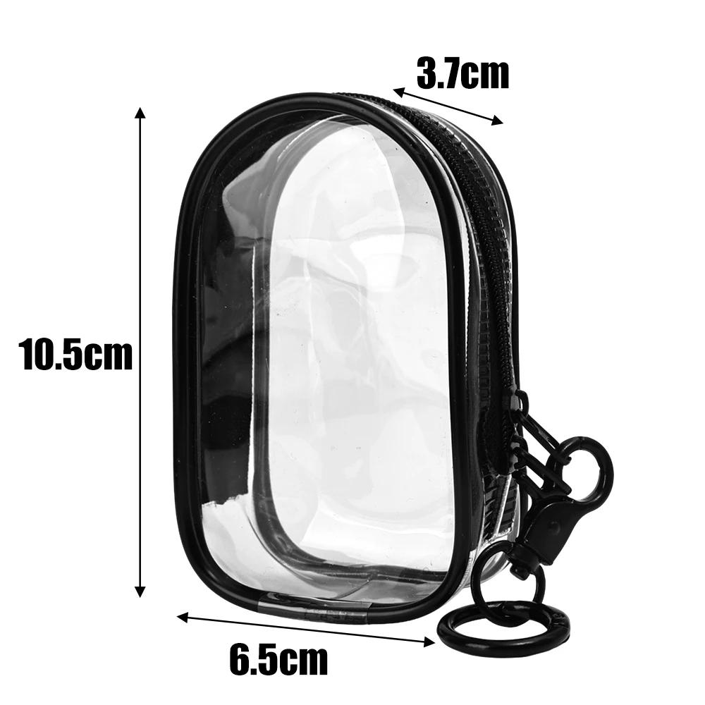 Portable Data Cable Storage Bag Mini Transparent Zipper Bag with Keychain for Earphone Coin Purse Lipstick Bags Pouch Organizer