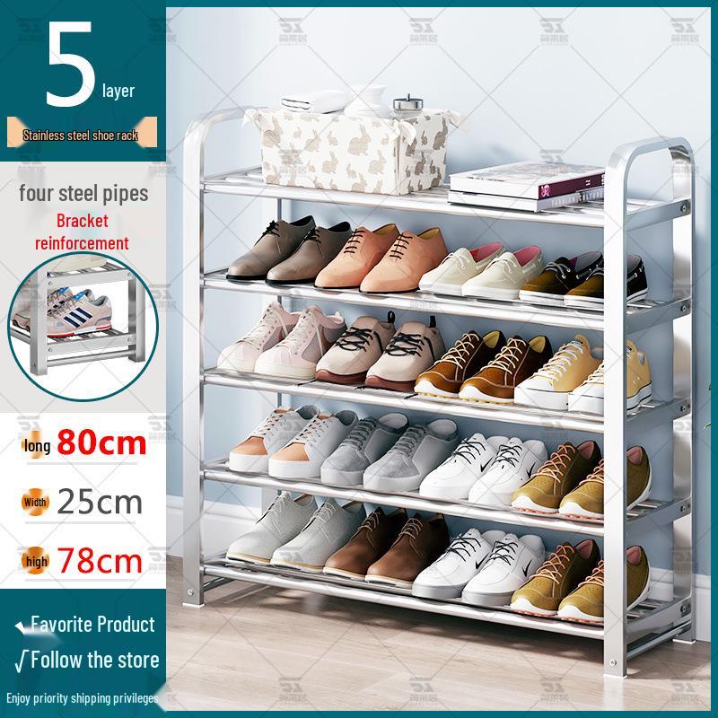 Stainless Steel Multi-layer Shoe Rack for Home or Dorm - Dustproof Storage Cabinet