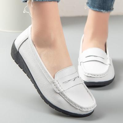Damesschoenen van echt leer met plateauzool, casual zachte loafers, lage instapschoenen, damesschoenen voor verpleegkundigen.