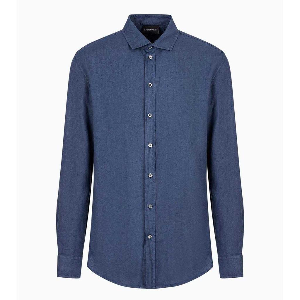 Emporio Armani Camisa Masculina Lisa de Algodão