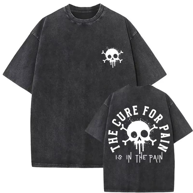 Gewaschene Vintage Mädchen, die essen Trainingsclub Skelett Fitnessstudio Pump Cover T-Shirts Herren Damen Lustig Fitness Lässig Übergroße T-Shirts