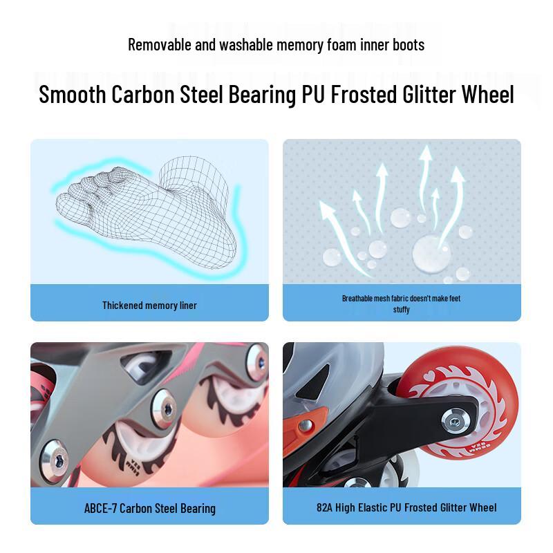 Jingdong Built Kids' 6-Size Adjustable Inline & Quad Skates