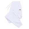 Leaf-mark Men Sweatpants Front Blank Leg Icon Print, Simple Symmetric Triple Leaf Line Art Joggers for Cool Urban Casual Scenarios