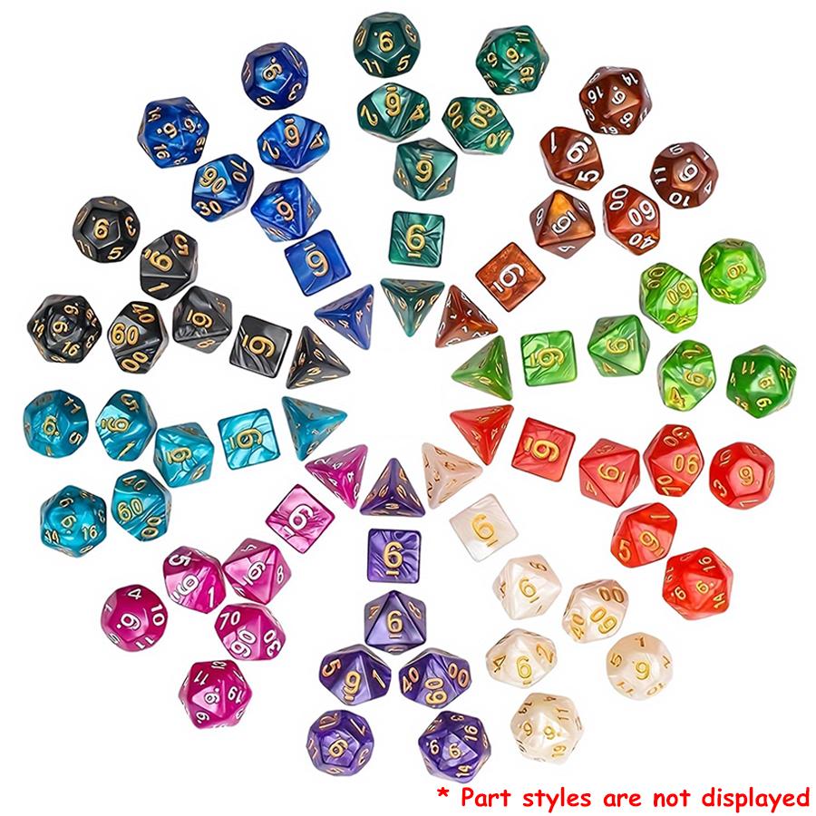 49pcs Polyhedral Dice Set with 7pcs Black Storage Bag Color Number Polyhedra Dice RPG D&D Role-playing Games Accessories