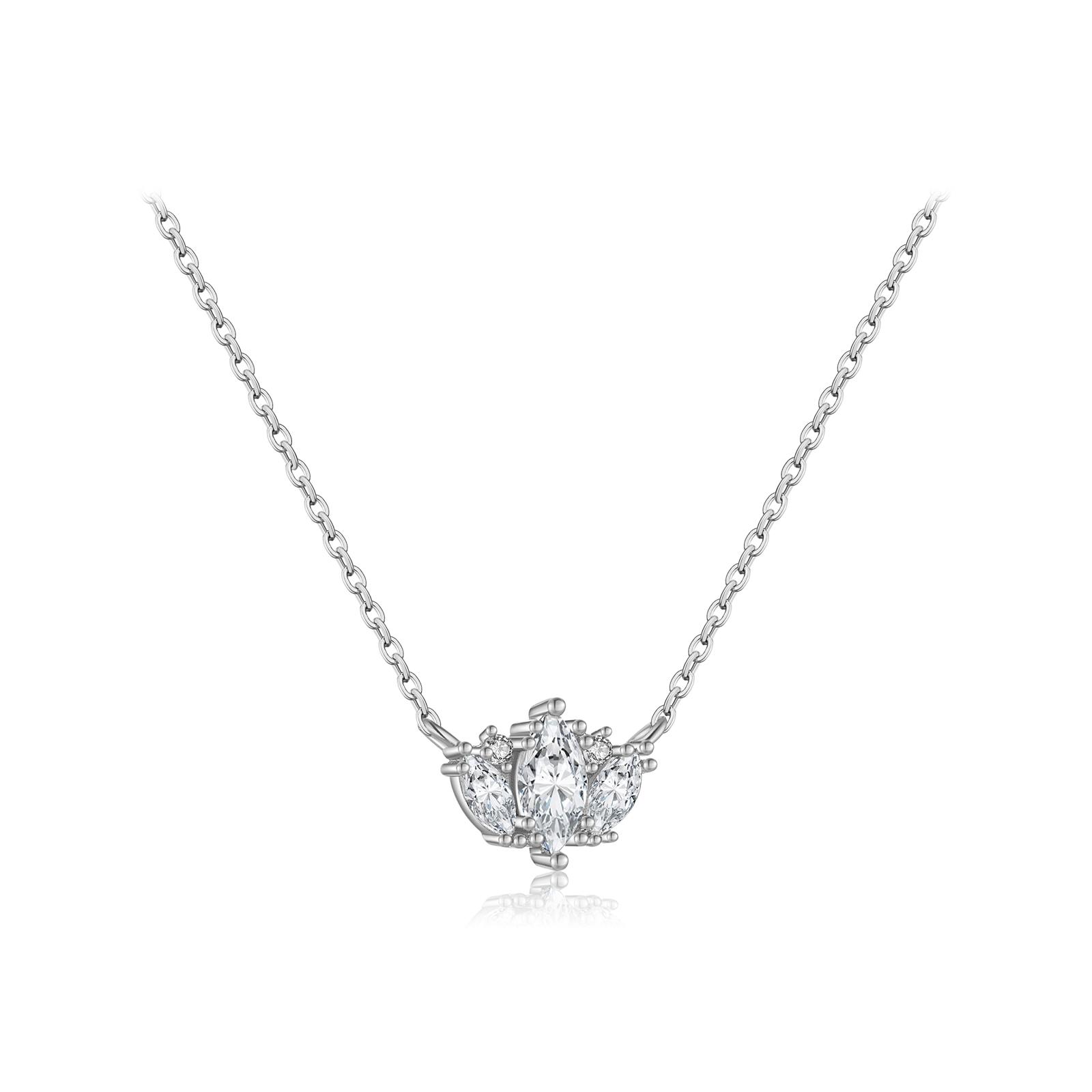 

New Sterling Silver Queen Ovals Pendant Gold Long Chain Necklace Women Wedding Luxury Jewelry Gift For You