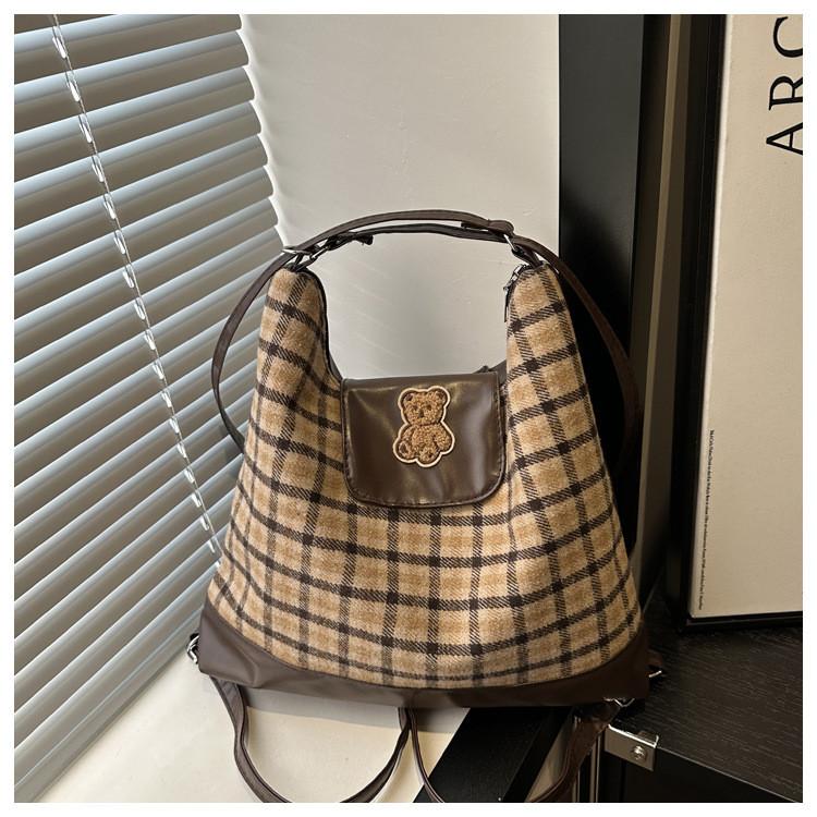 Elegant Brown High-quality Canvas Tote Bag For Women Versatile Commuter Backpack