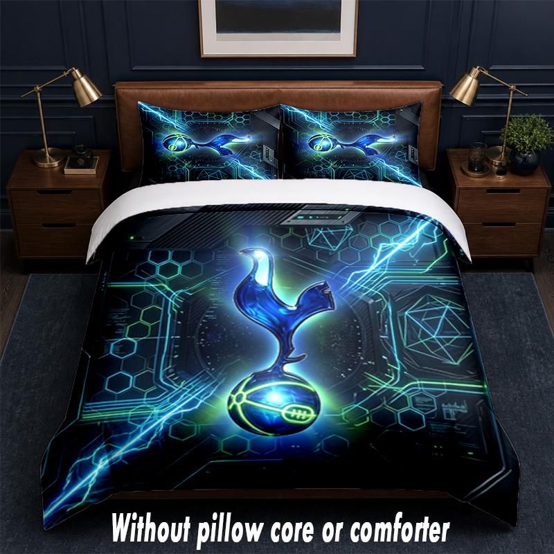 Tottenham Hotspur Design Bett Bettwäsche Set 1 Bettbezug + 2 Kissenbezüge Weich Atmungsaktiv Haushalt Bettwäsche