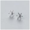 Zircon Snowflake Stud Earrings for Women - European & American Style, Christmas Copper-Plated Silver Jewelry with Mini Diamond Accents.