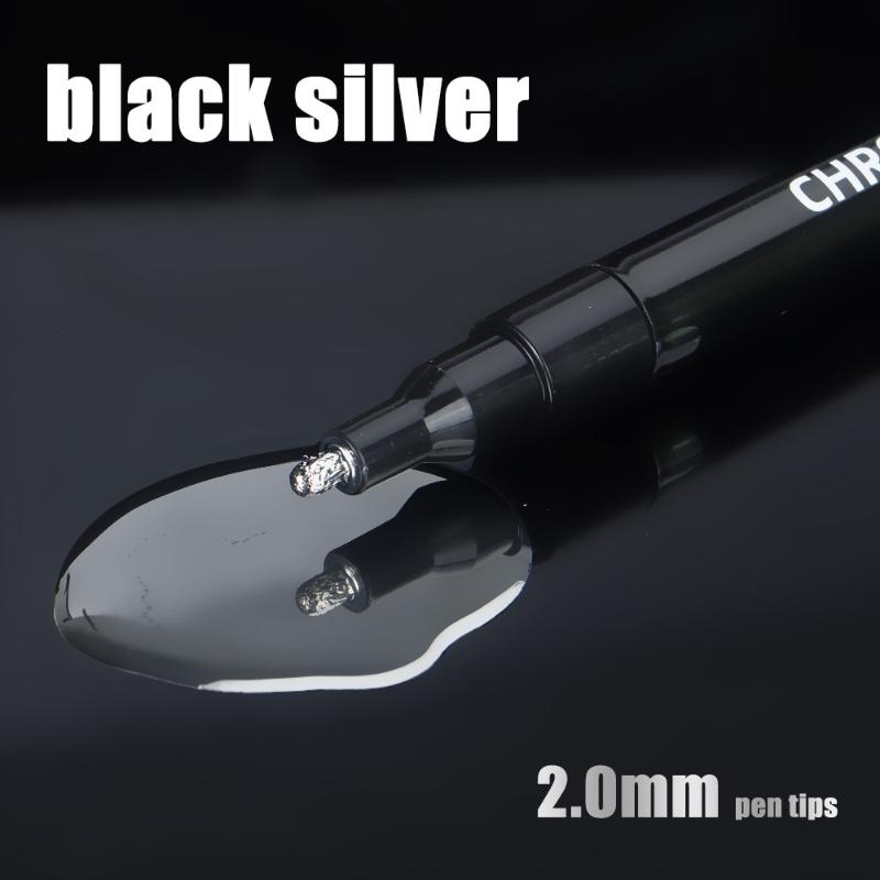 5 Pcs Chrome Mirror Marker Pen 2Mm Diy Reflective Paint Pens Permanent Gold Silver Copper Marker Model Painting Marking