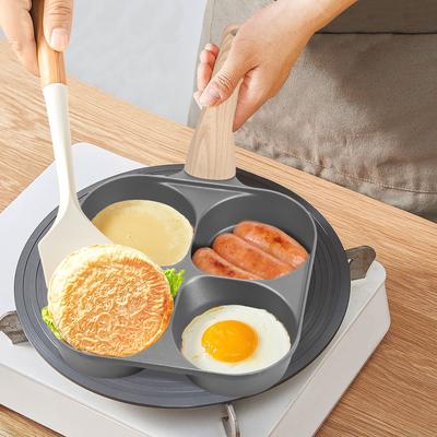 Poêle à œufs au plat 4 en 1 Poêles à pancakes antiadhésives 4 compartiments Ustensiles de cuisine Petit-déjeuner Œuf Burger Steak Pot à frire pour cuisinière à gaz Cuisinière à induction