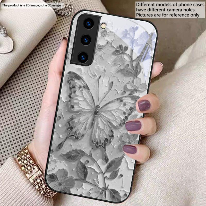 

Elegant pink butterfly For Samsung S26 S22 S8 S9 S10 S20 Ultra S21 Pro S22 Plus S23 FE S24Ultra S25 Edge S24+ Glass Phone Case Galaxy S26