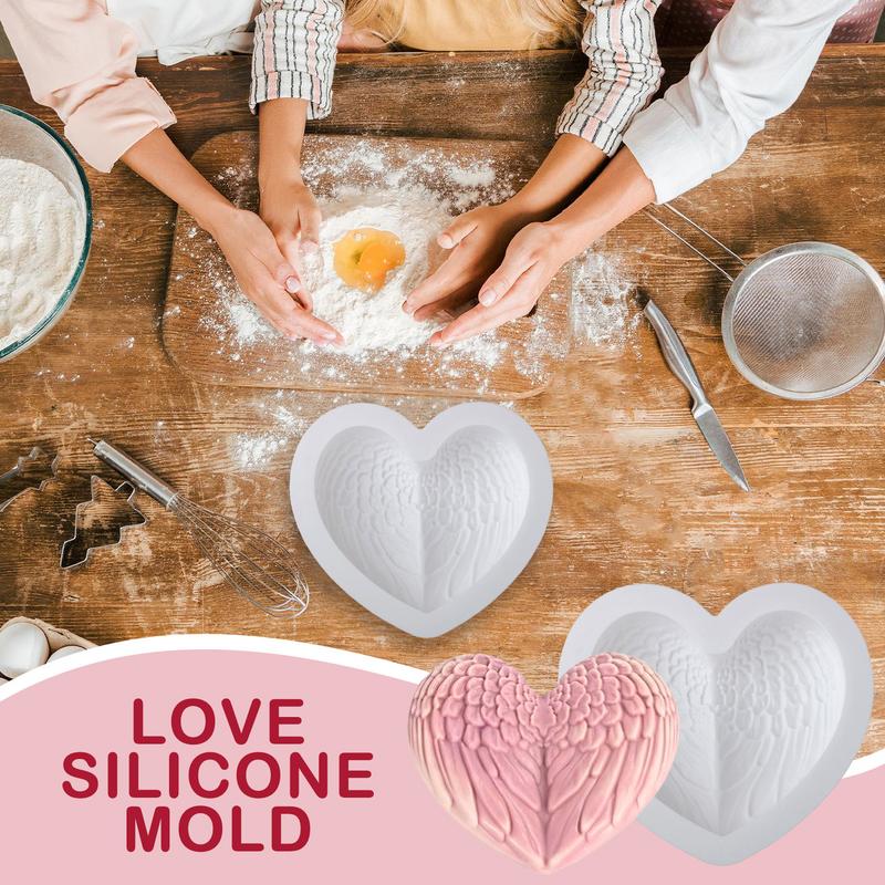 Silicone Molds For Baking Heart Candy Fondant Molds Creative Flexible Mould Realistic Feather Tool For Couples Making Bakery