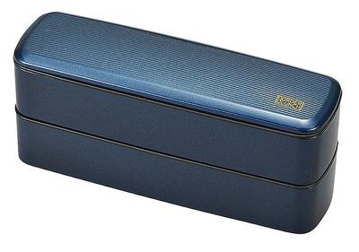 Miyamoto Sangyo Bento Box Slim Lunch Border Meta Navy 330ml 330ml (Upper) (Lower)