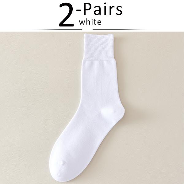 2 páry Pánské ponožky velké velikosti Plus Dlouhé Bavlněné Volný lem Dobrá Elasticita Business Jednobarevné Společenské Oblečení Diabetické Ponožky Pro Otce EU43-48