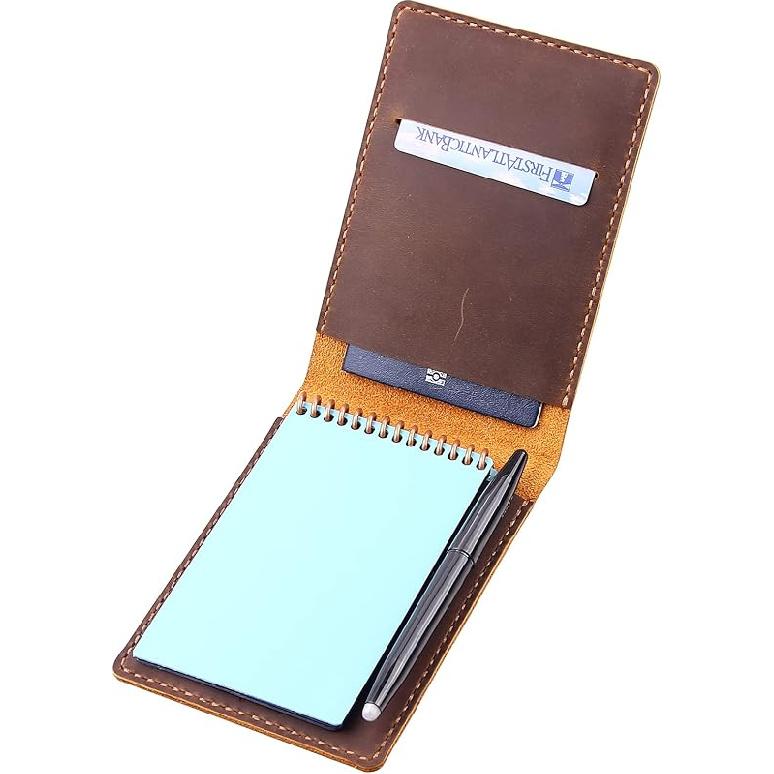 Кожаная обложка для блокнота с верхней спиралью 3,5”x5,5”, Кожаная обложка для блокнота ручной работы, Совместимая с размером Rocketbook Mini, Маленькие карманные блокноты для заметок