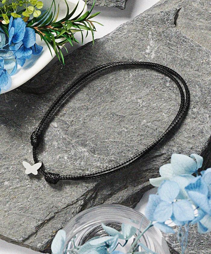 Butterfly Pendant String Knot Bracelet Shining with Hope (C2601AC1375_BK)